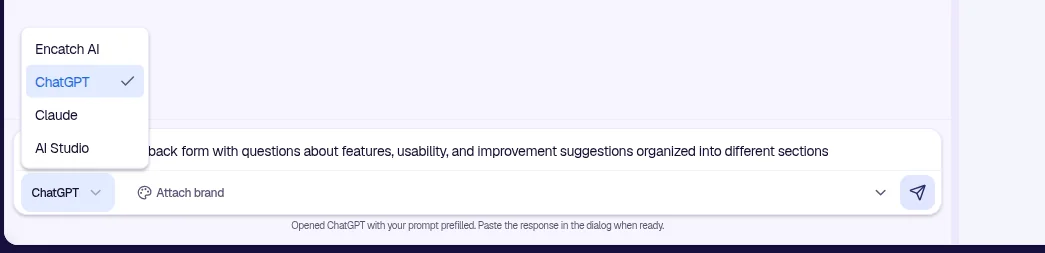 Select ChatGPT provider and send a form prompt