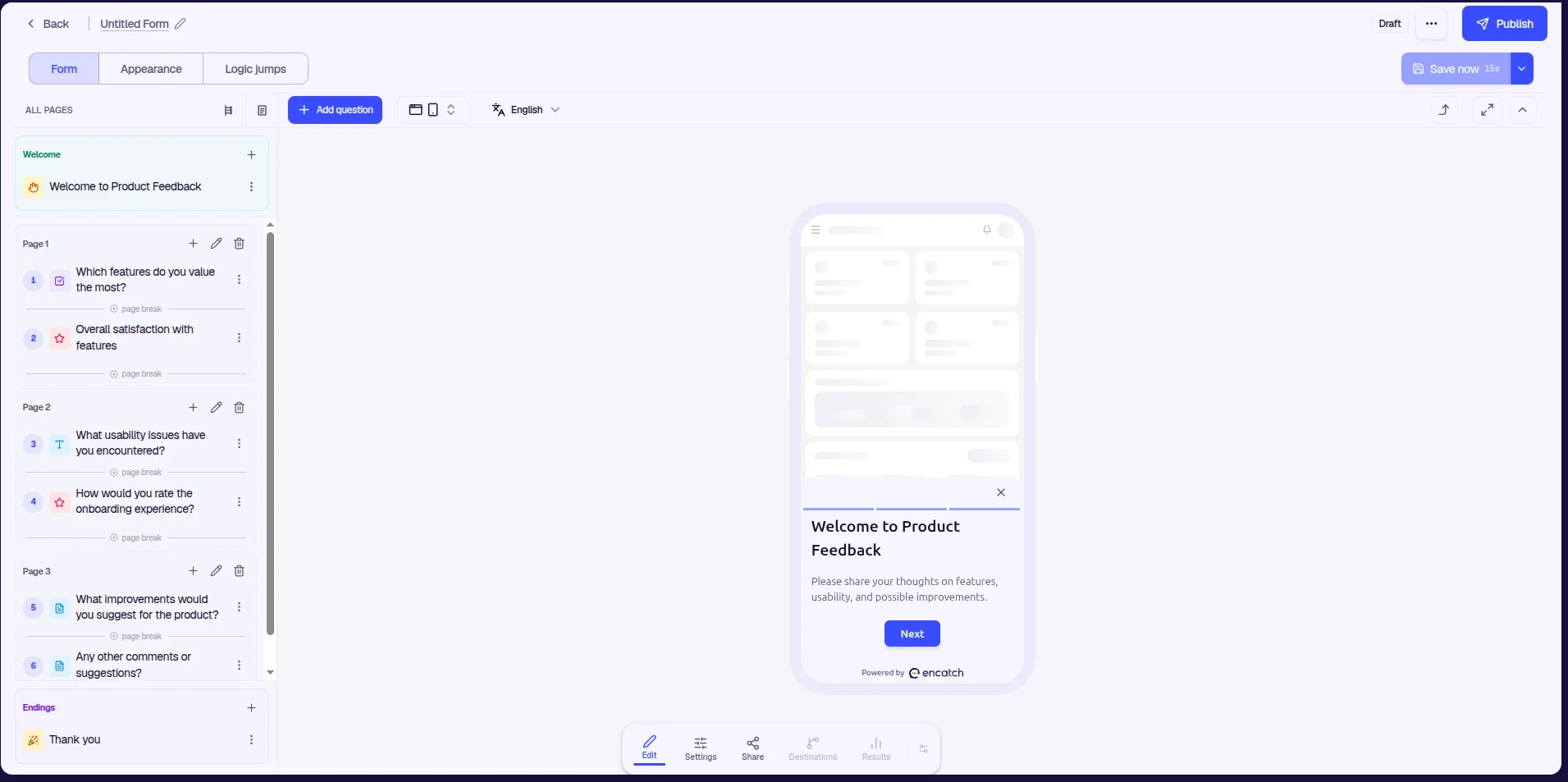Form Builder—customize AI-generated form with live preview