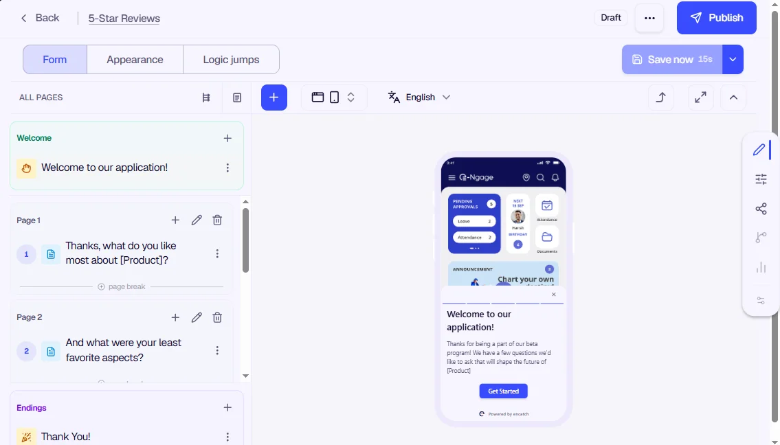 Customize Form - Form Builder with questions and preview