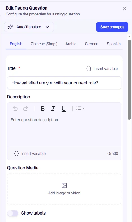 Edit question - Language tabs and Auto Translate