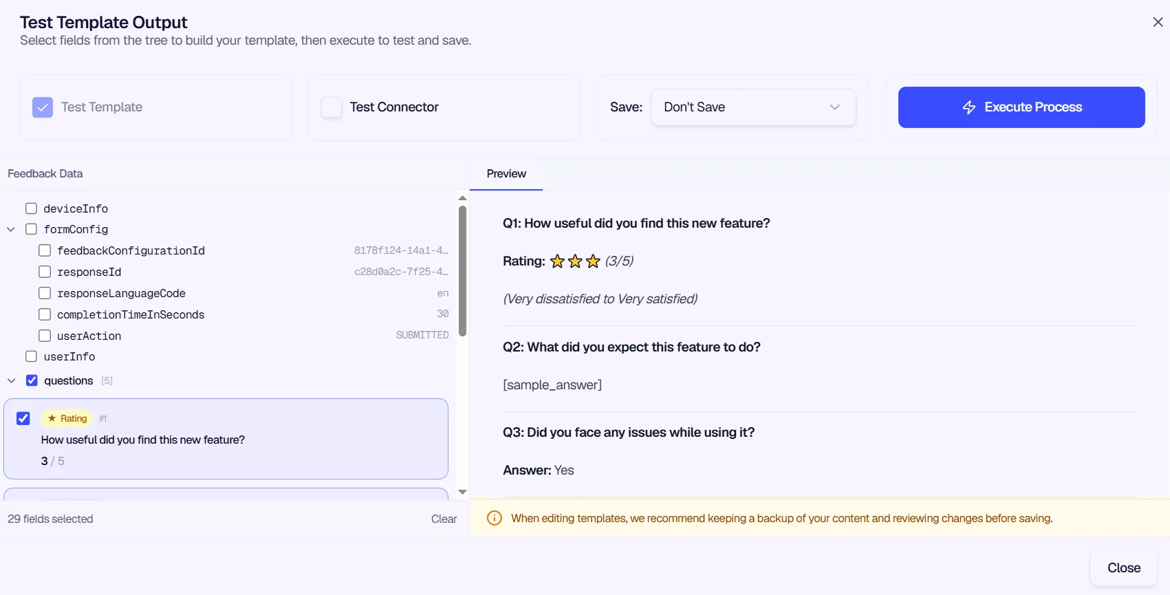Test Template Output interface for previewing GitLab issue content