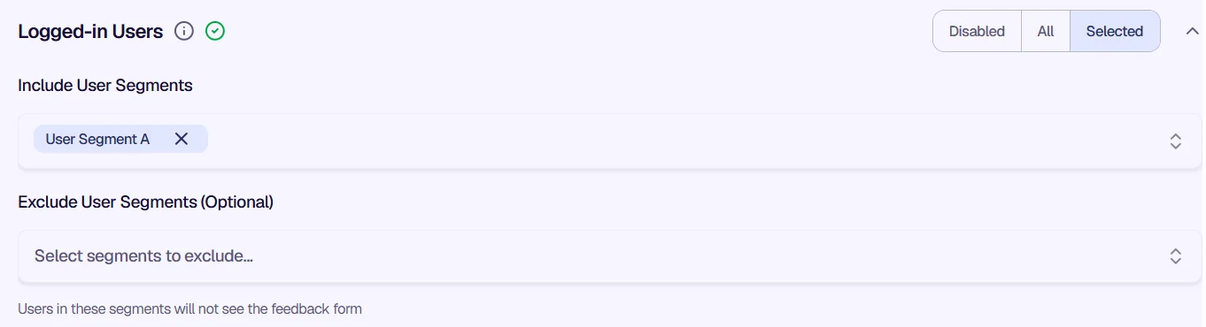 Logged-in Users - Include and exclude segments