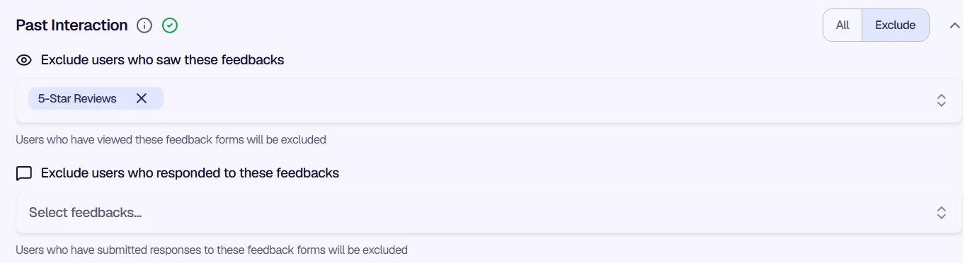 Past Interaction - Exclude options