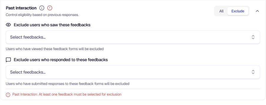 Past Interaction - Exclude options
