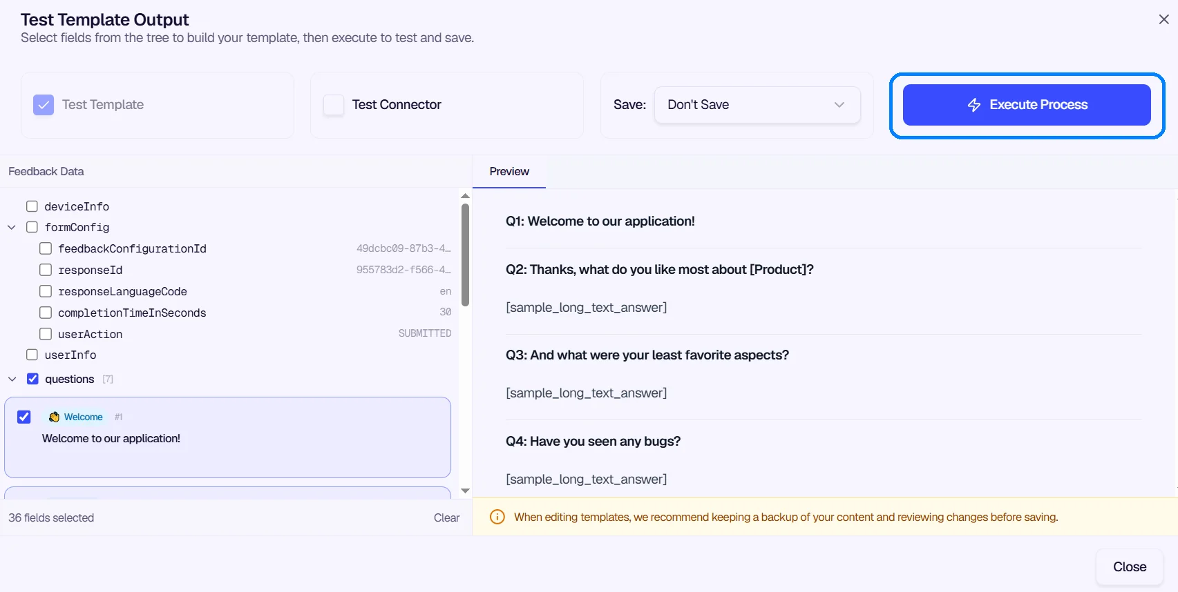 Test Template Output interface for previewing Jira issue content