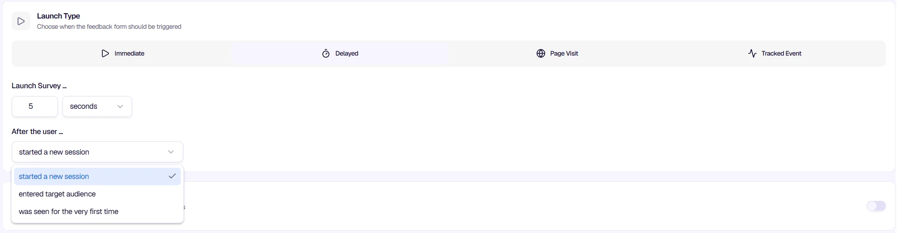 Delayed launch - Time and user action settings