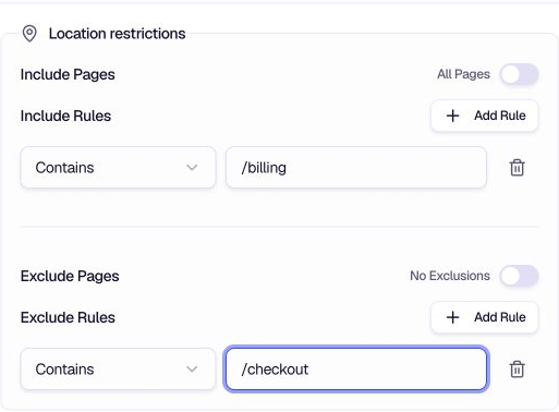 Location Restrictions - Include and exclude pages