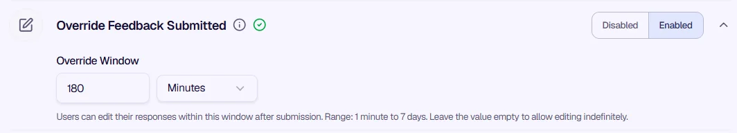 Override Feedback Submitted - Let users edit responses after submission