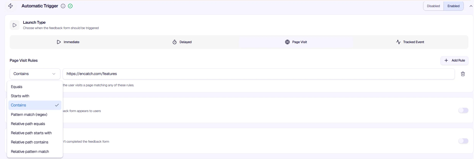 Page Visit - URL rules and matching options