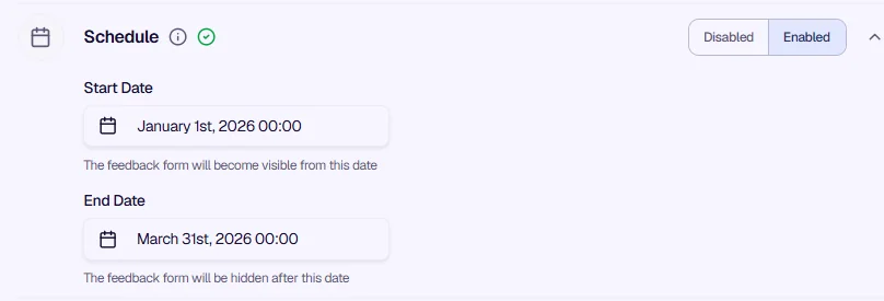 Schedule - Set start and end dates for form visibility