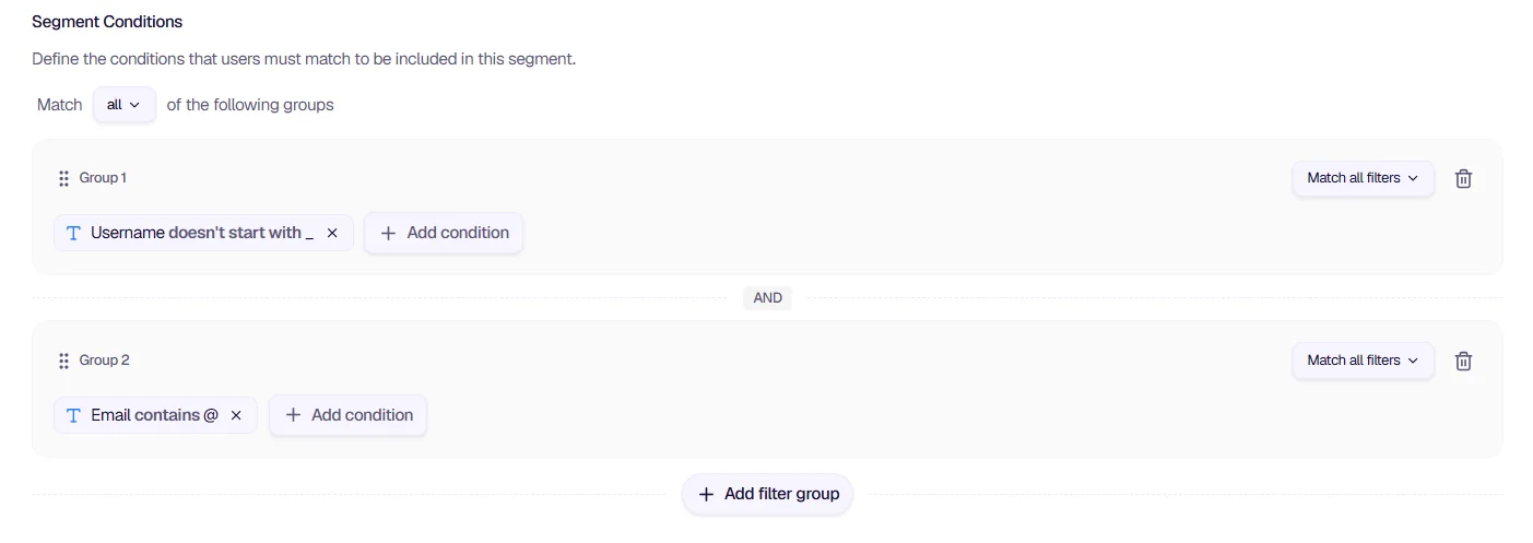 Segment Conditions with multiple groups