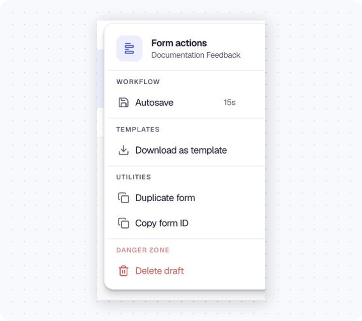 Form actions with Download as template