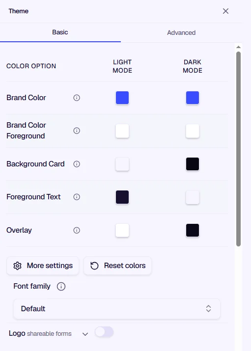 Color options - Light and Dark Mode