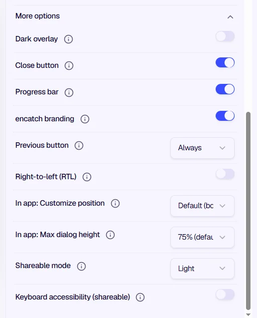 Appearance tab overview