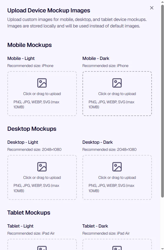 Upload Device Mockup Images